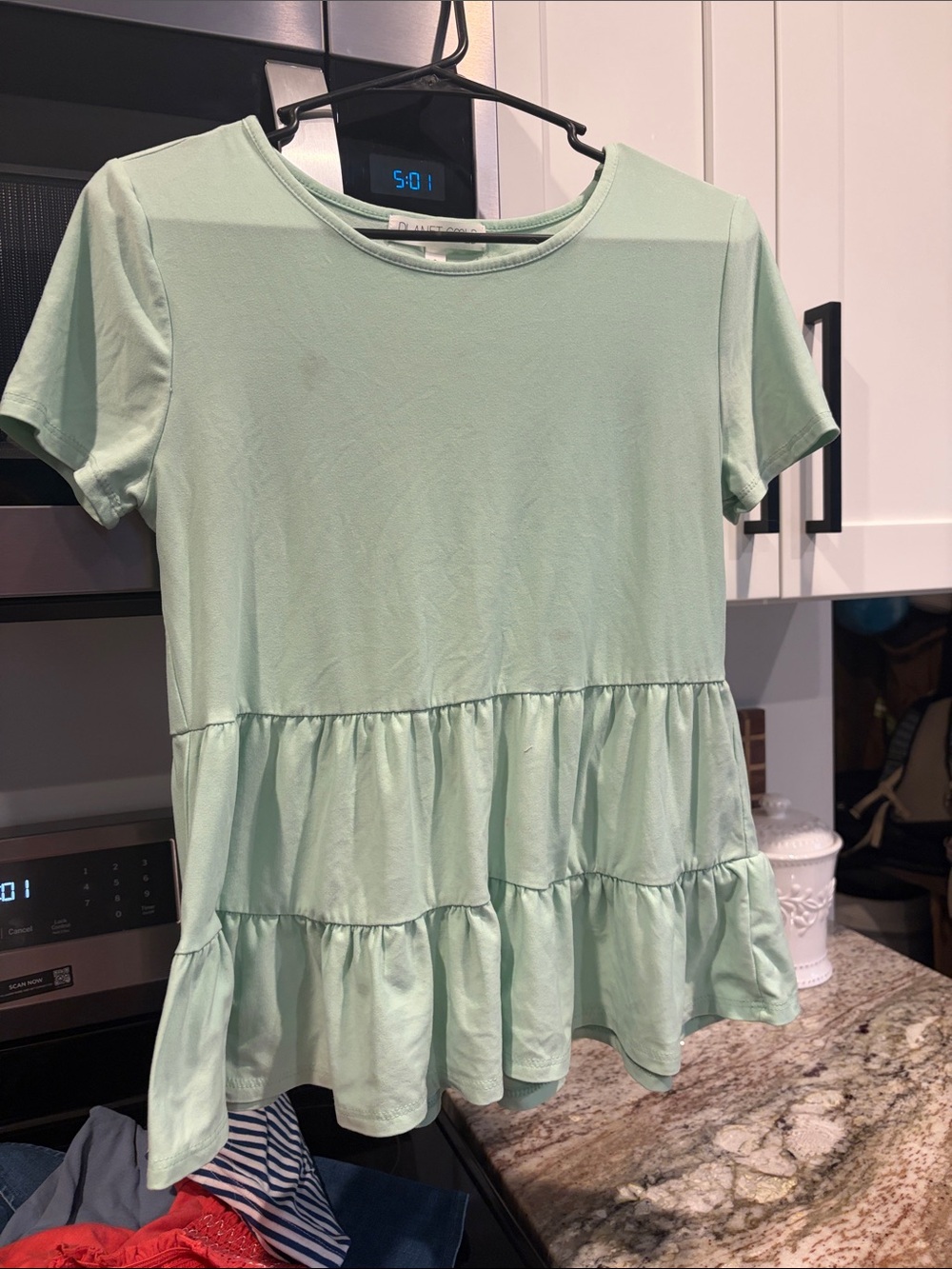 Women’s Short Sleeve Mint Tiered Peplum Top